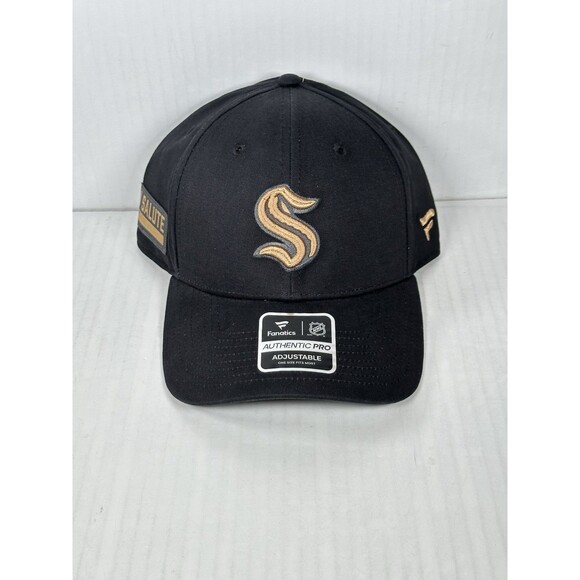 Fanatics NHL Seattle Kraken Military Appreciation Adjustable Black Hat NWT - Picture 1 of 5
